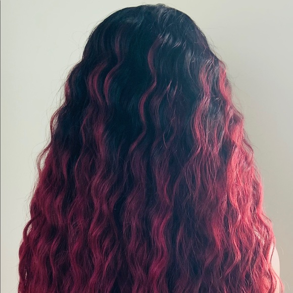 26” Ombre Burgundy Premium Synthetic Fiber Lace Front Wig - Picture 12 of 13